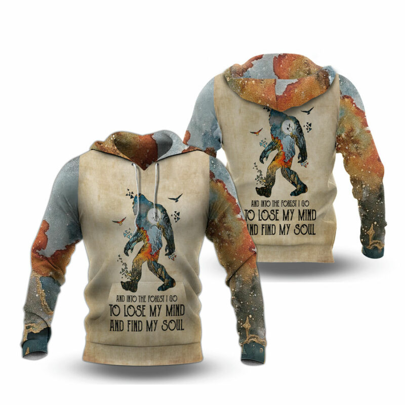Bigfoot And Into The Forest I Go Shirts Bigfoot All Over Print Hoodie