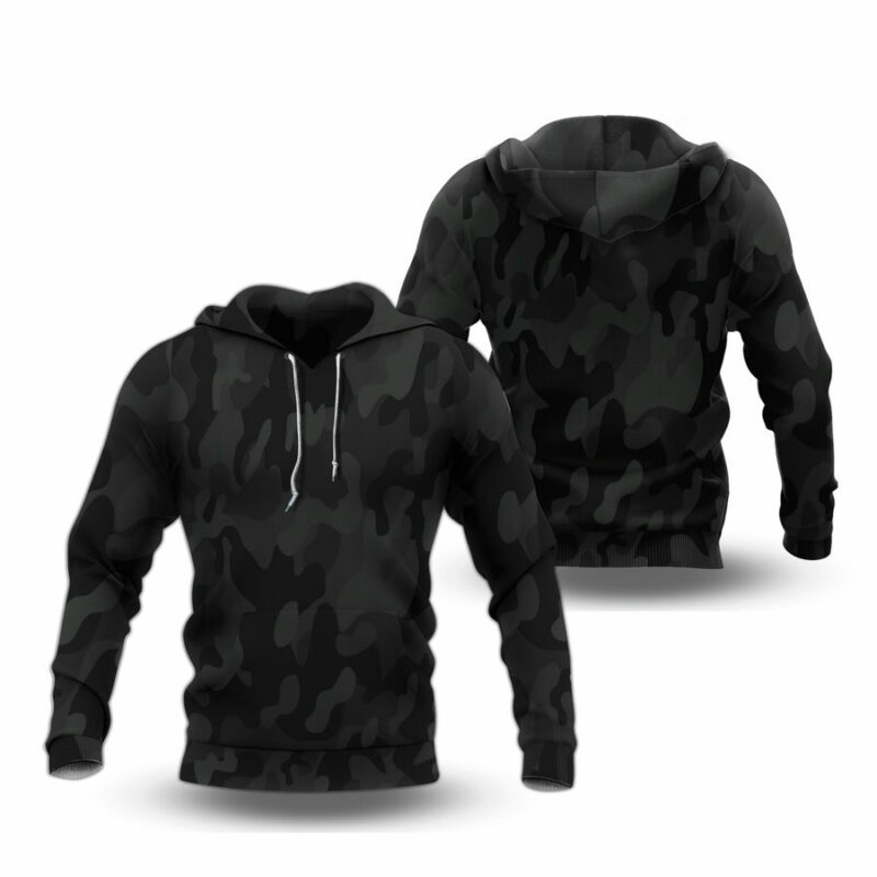 Black Camouflage 2472 All Over Print Hoodie