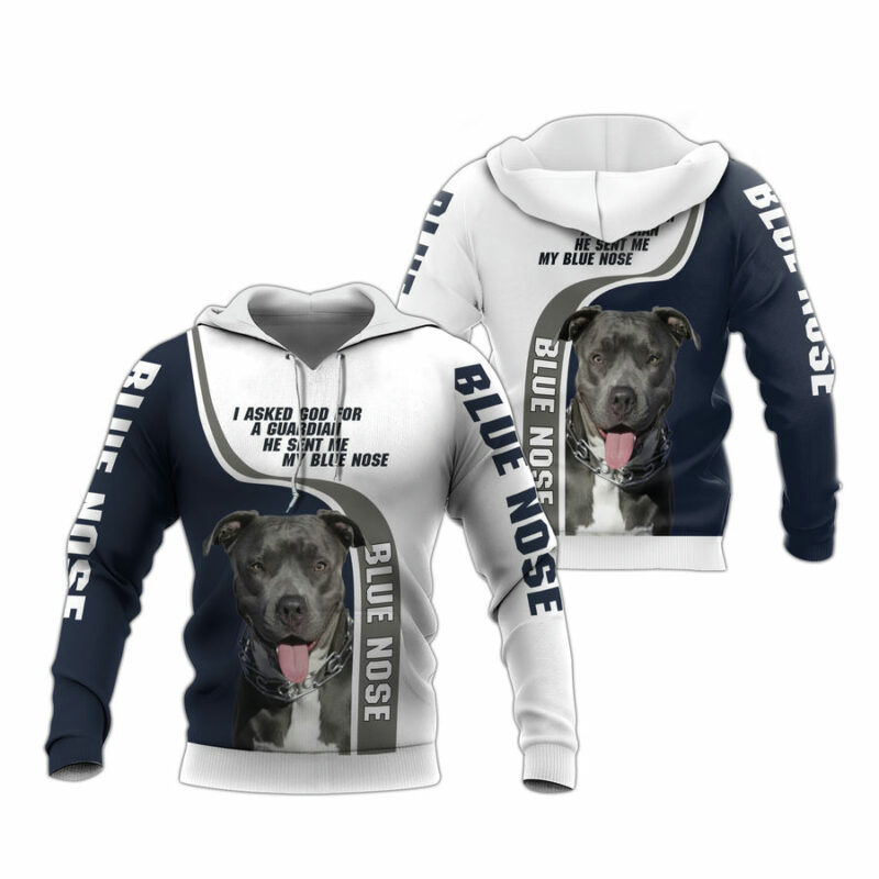 Blue Nose Pitbull I Asked God For An Angel All Over Print Hoodie