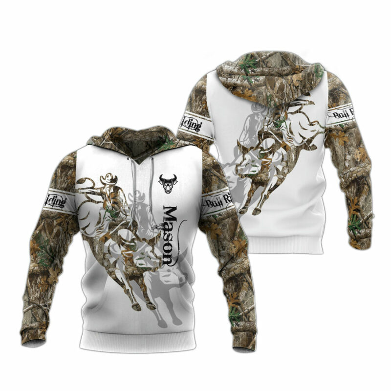 Bull Riding Brown Rodeo Camo All Over Print Hoodie
