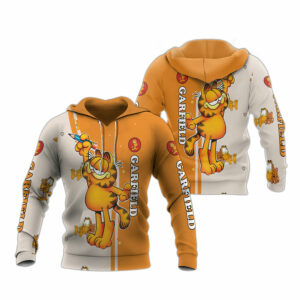 Cartoon character love garfield pattern all over print hoodie
