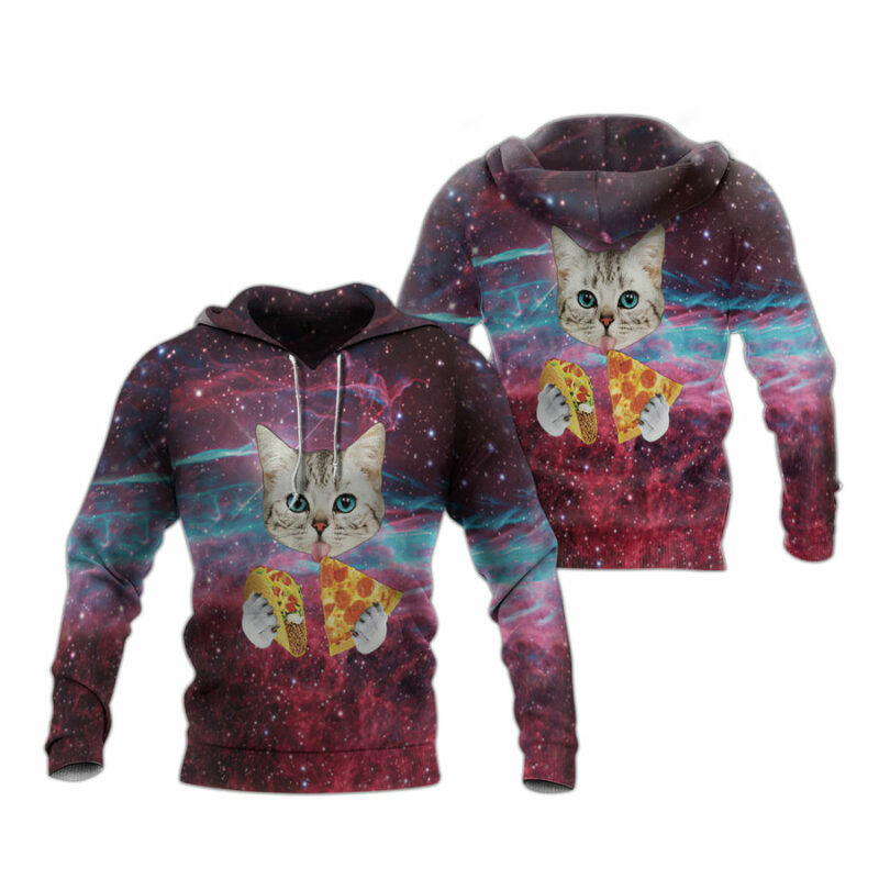 Cat Eating Pizza And Taco Cool Sweaters And All Over Print Hoodie