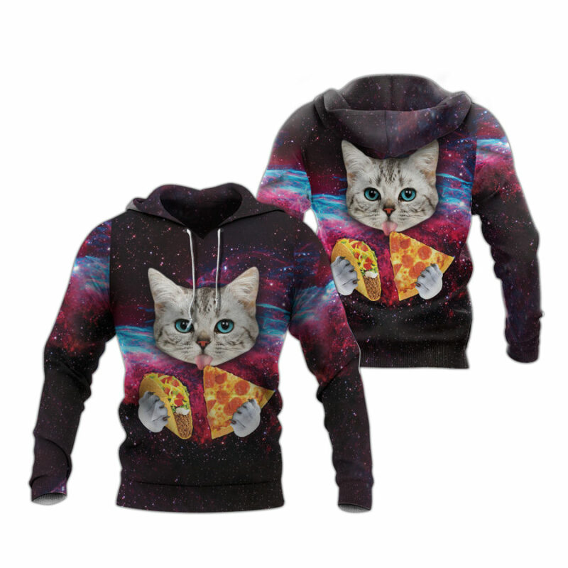 Cat Taco Pizza Galaxy All Over Print Hoodie