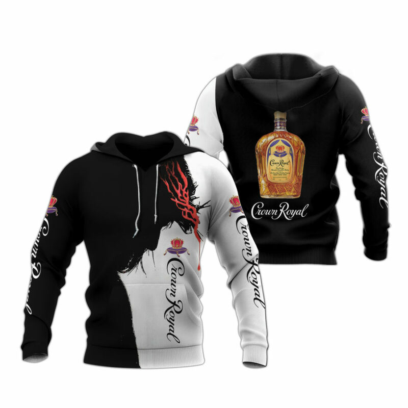 Crown Royal Black And White All Over Print Hoodie
