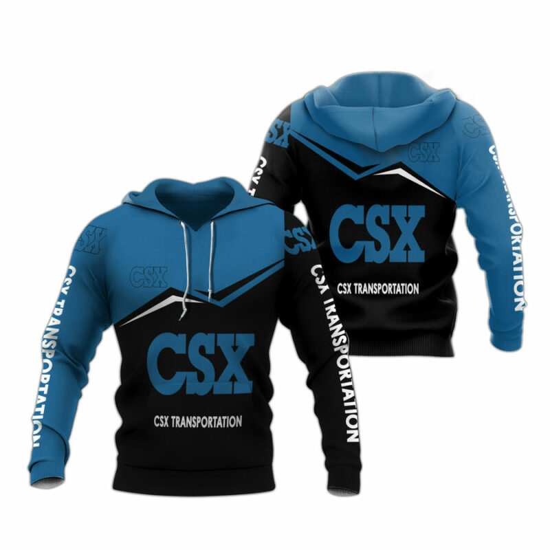 Csx Transportation Black And Blue All Over Print Hoodie