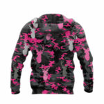 Deer hunting pink camo all over print hoodie back side