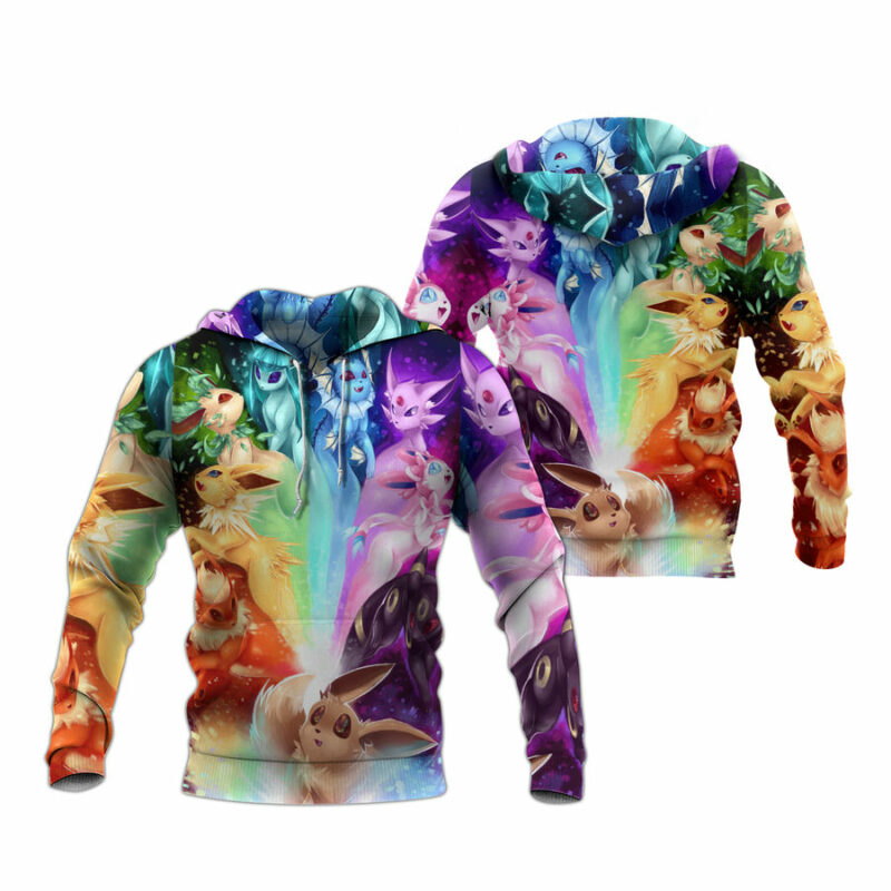 Eevee Evolution Forms All Over Print Hoodie Back And Front