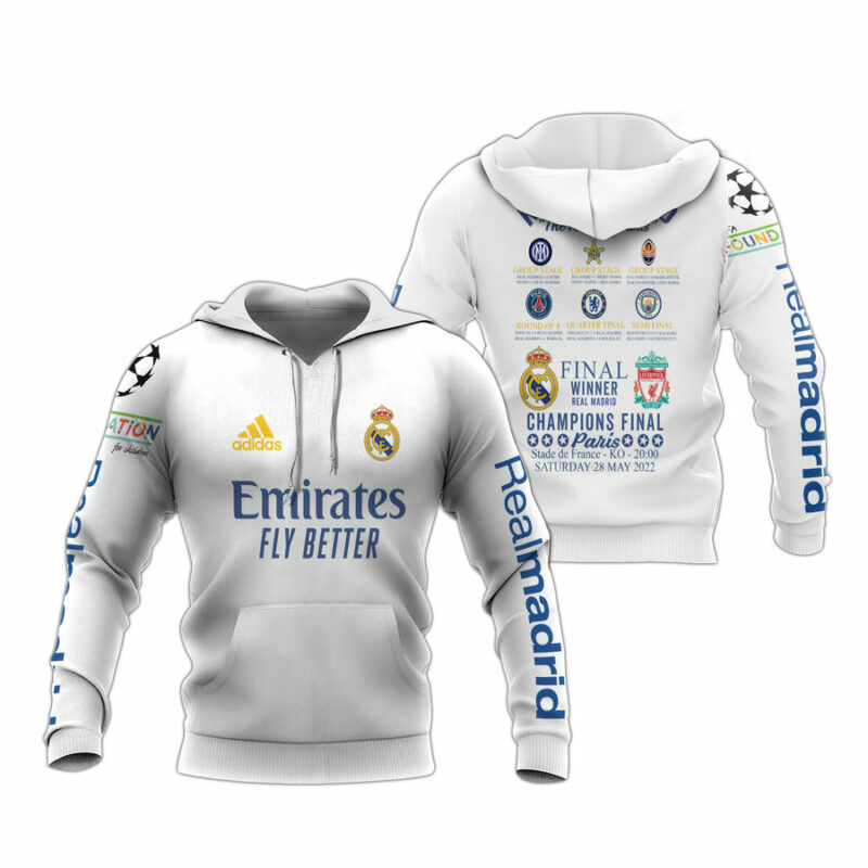 Emirates Fly Better Real Madrid The Road To Paris Final Winner All Over Print Hoodie