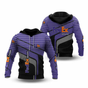 Fedex ground polka dot pattern purple black all over print hoodie
