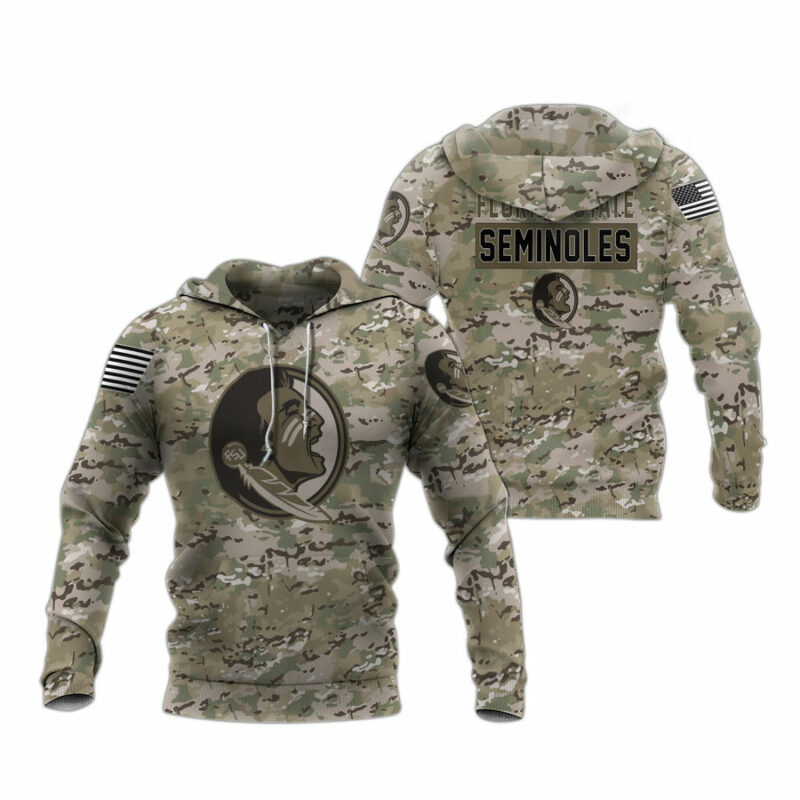 Florida State Seminoles Camo Pattern All Over Print Hoodie