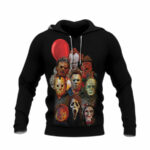 Halloween horror all characters all over print hoodie front side