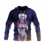 Harley quinn sexy ahegao all over print hoodie front side