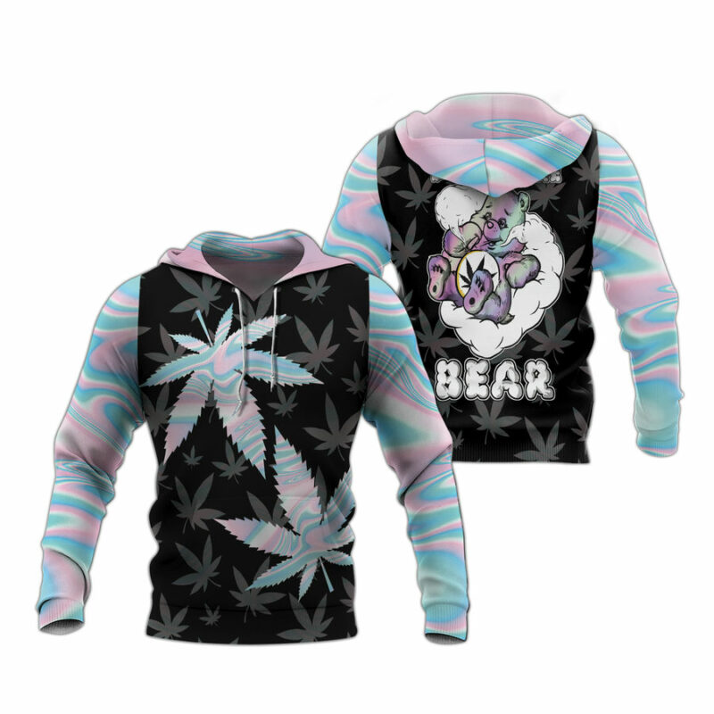 Hologram Weed Do Not Care Bear All Over Print Hoodie