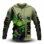 Hulk style all over print hoodie front side