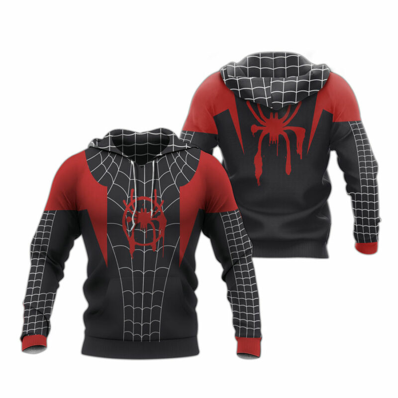 Into The Spider Miles Morales Cosplay Costume All Over Print Hoodie