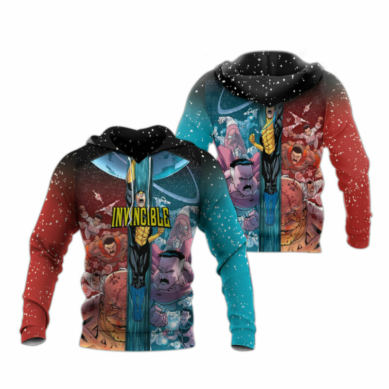 Invincible Invincible Omniman Blue Red Galaxy All Over Print Hoodie