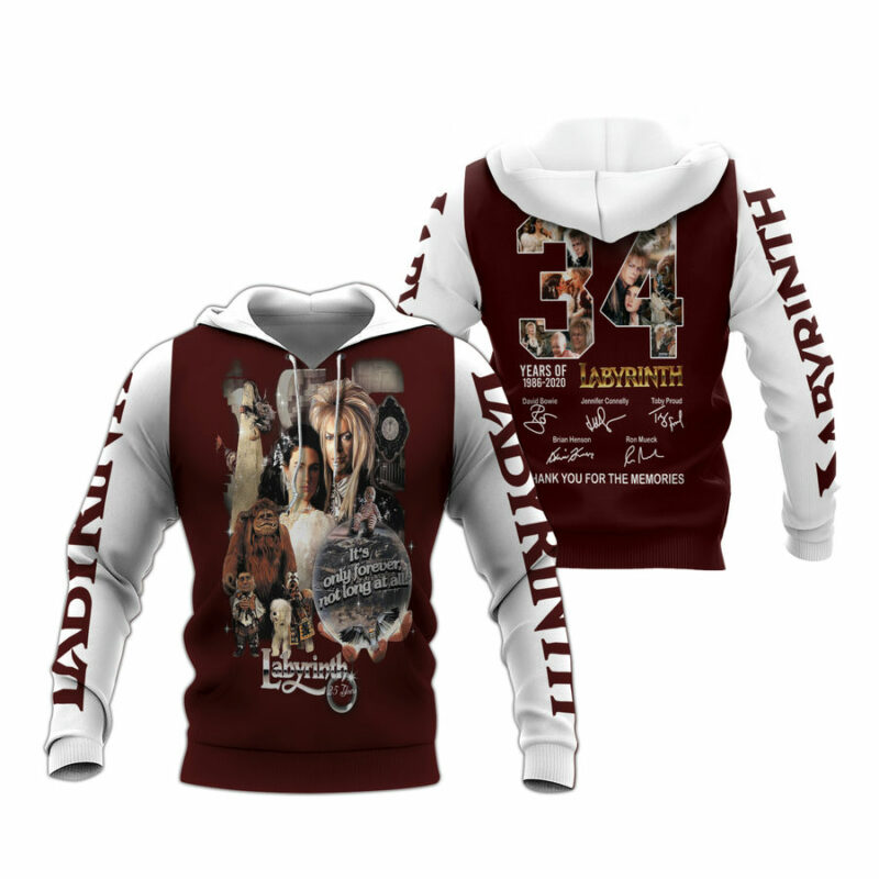Labyrinth 34 Years Of 1986 Thank You For The Memories Labyrinth 34 Years Of 1986 All Over Print Hoodie