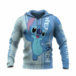 Las her stitch adorable couple all over print hoodie front side