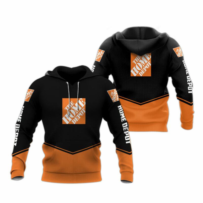 Logo The Home Depot Black And Orange All Over Print Hoodie