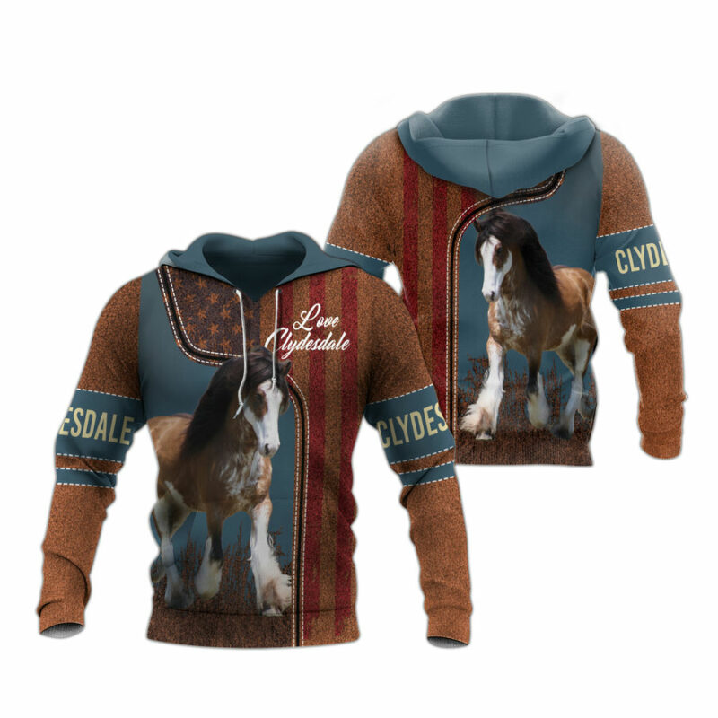 Love Clydesdale Horse All Over Print Hoodie