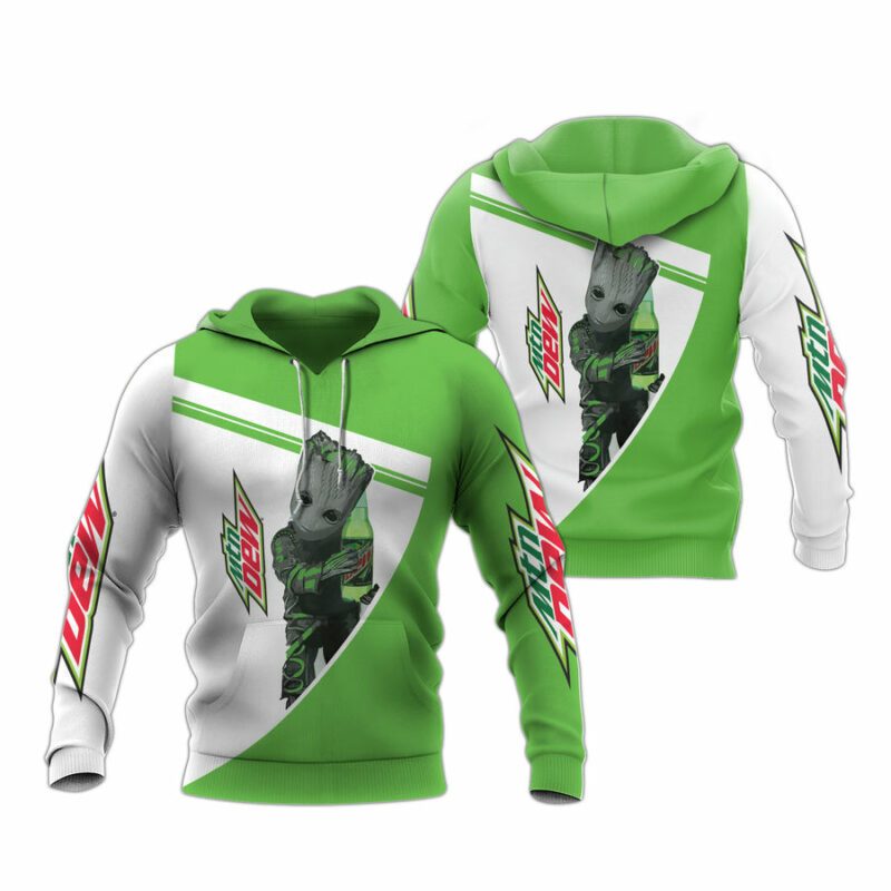 Mountain Dew And Baby Groot All Over Print Hoodie