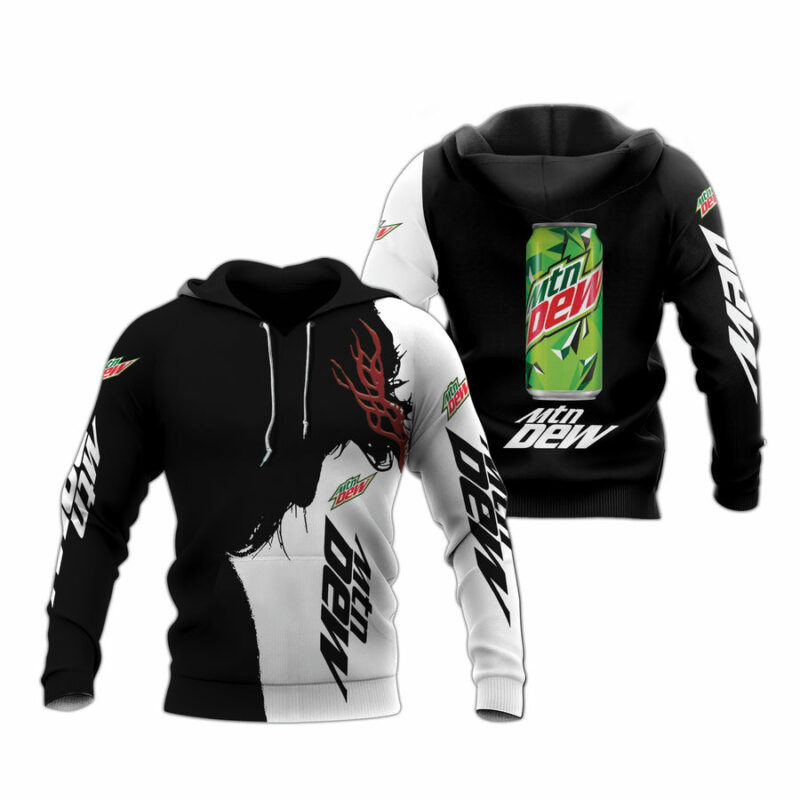 Moutain Dew Black And White All Over Print Hoodie