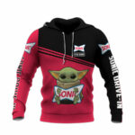 Personalized baby yoda hug logo sonic drivein all over print hoodie front side