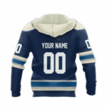 Personalized columbus blue jackets team navy all over print hoodie back side