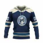 Personalized columbus blue jackets team navy all over print hoodie front side