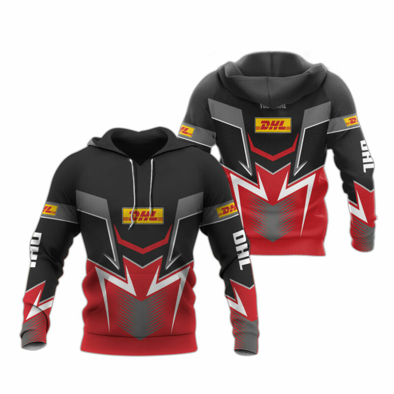 Personalized Dhl Black And Red 2 All Over Print Hoodie