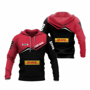 Personalized dhl black and red all over print hoodie