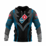 Personalized dominos pizza black and blue 2 all over print hoodie front side