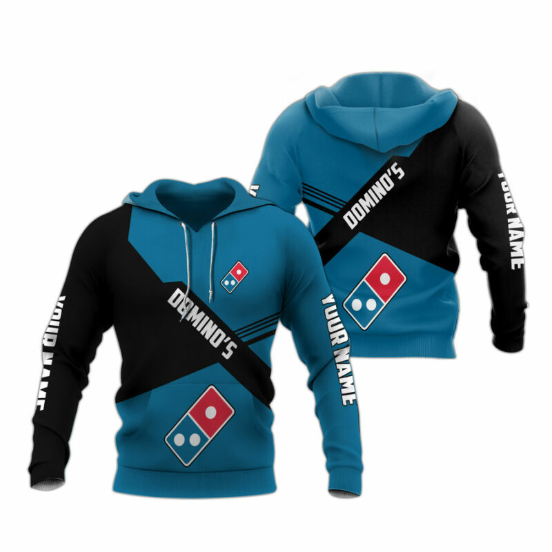 Personalized Dominos Pizza Black And Blue All Over Print Hoodie