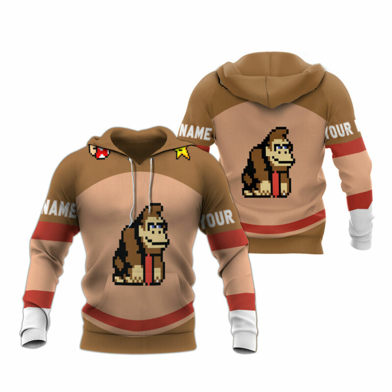 Personalized Donkey Kong Sports Number All Over Print Hoodie
