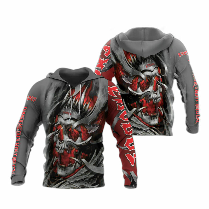 Personalized Exodus Band Skull All Over Print Hoodie