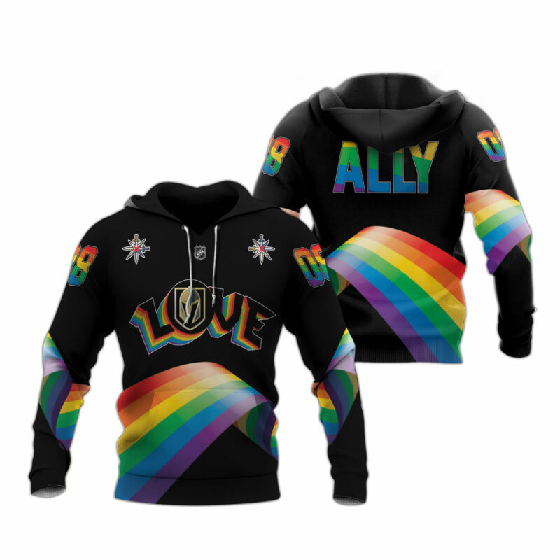 Personalized Golden Knights Love Lgbt Pride All Over Print Hoodie