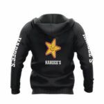 Personalized hardees logo all over print hoodie back side