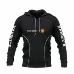 Personalized hardees logo all over print hoodie front side