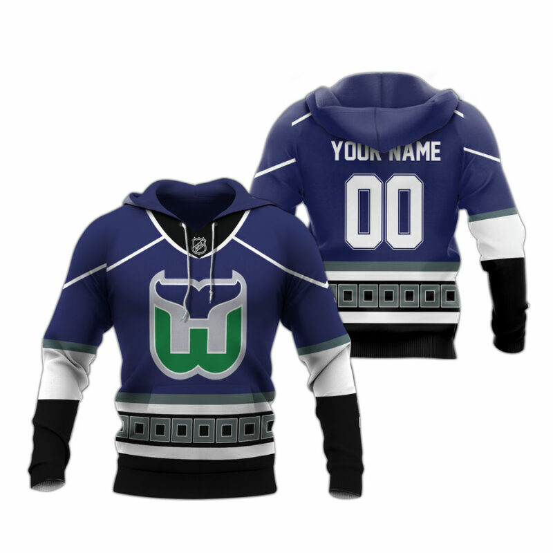 Personalized Hartford Whalers Navy All Over Print Hoodie