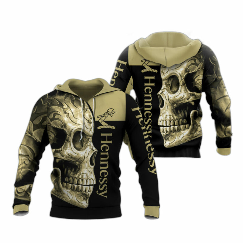 Personalized Hennessy Skull Pullover And Pered All Over Print Hoodie