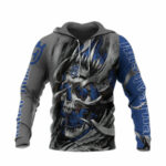 Personalized husqvarna skull all over print hoodie front side