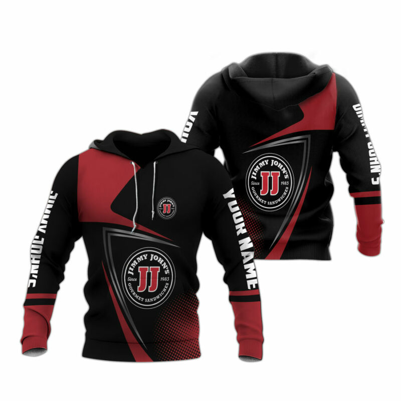 Personalized Jimmy Johns Logo Black And Red All Over Print Hoodie