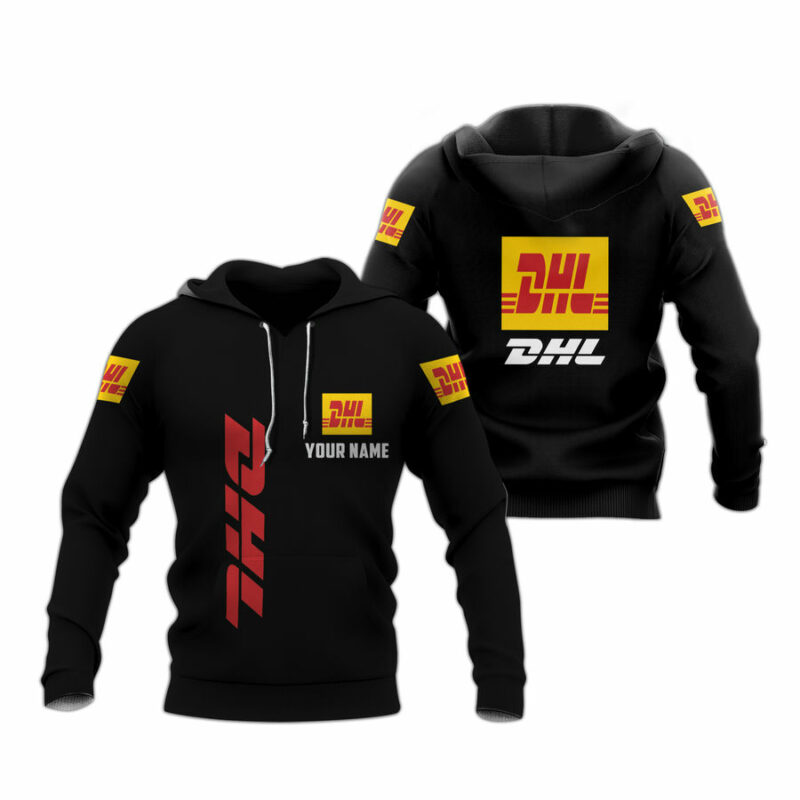 Personalized Logo Dhl Black All Over Print Hoodie