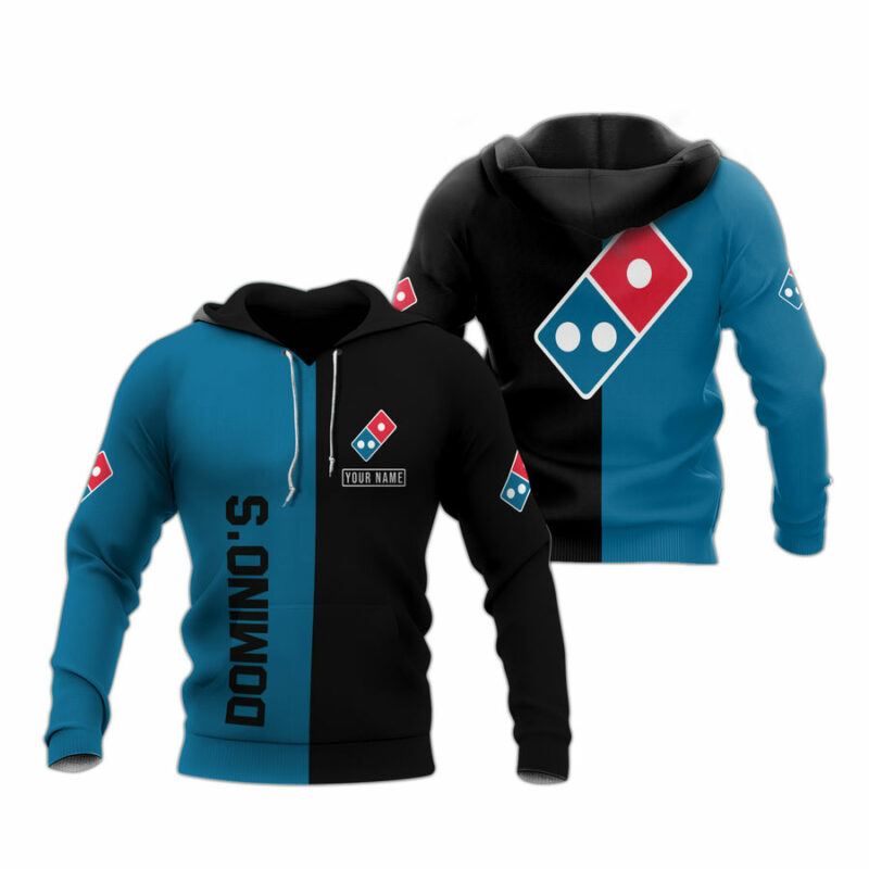 Personalized Logo Dominos Pizza Black And Blue 2 All Over Print Hoodie