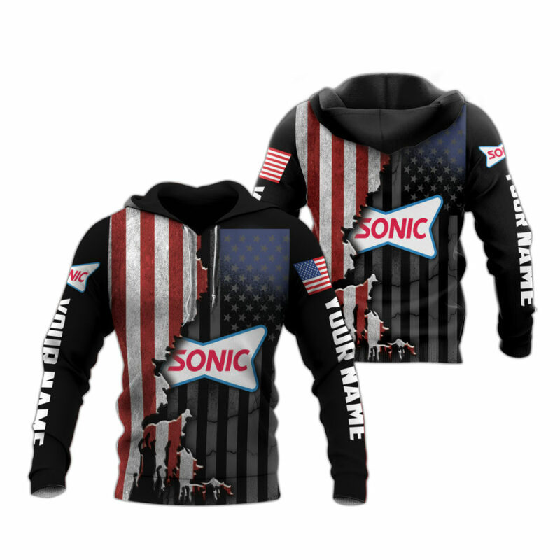 Personalized Logo Sonic Drivein With Flag American All Over Print Hoodie