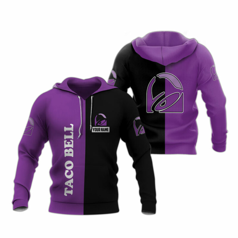Personalized Logo Taco Bell My Heart Black And Purble 2 All Over Print Hoodie