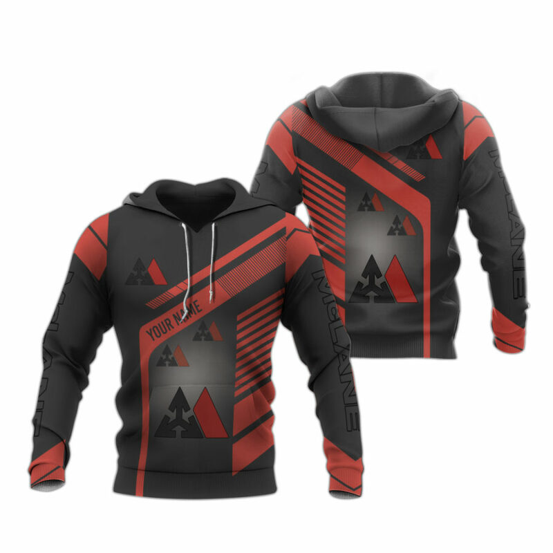 Personalized Mclane Black Red All Over Print Hoodie
