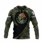 Personalized mexican army camo all over print hoodie front side