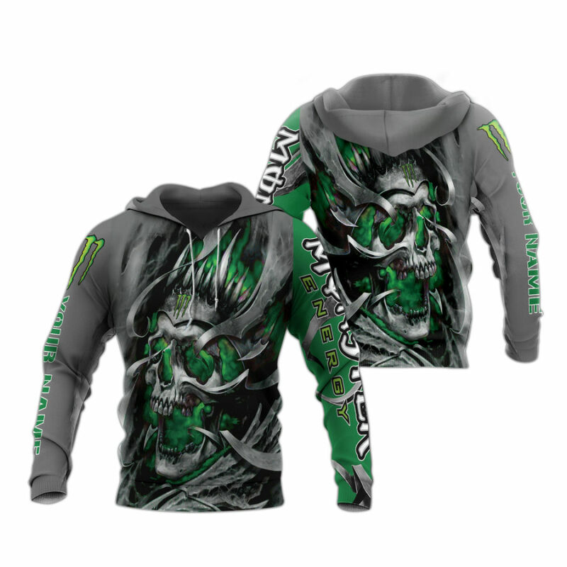 Personalized Monster Energy Skull All Over Print Hoodie
