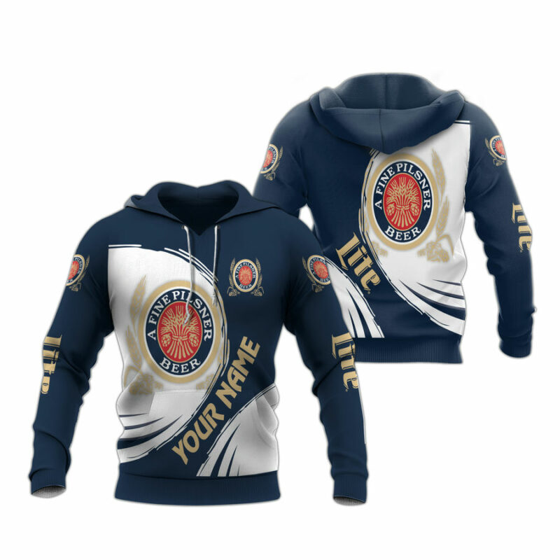 Personalized Navi And White Miller Lite All Over Print Hoodie